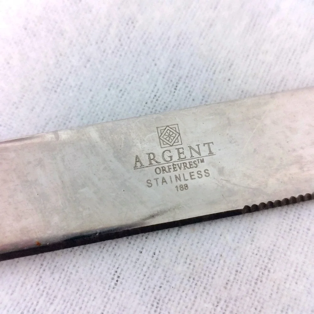 16 Argent Orfevres Green Spoon Fork Knife Sophia Pattern Stainless Steel 188 VTG